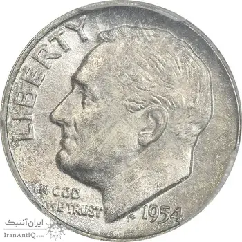سکه 1 دایم 1954 روزولت - MS66 - آمریکا
