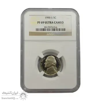 سکه 5 سنت 1990S جفرسون - PF69 - آمریکا