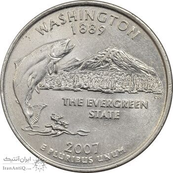سکه کوارتر دلار 2007D ایالتی (واشنگتن) - AU55 - آمریکا سکه کوارتر دلار 2007D ایالتی (واشنگتن) - AU55 - آمریکا
