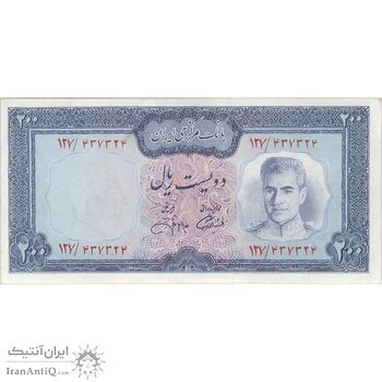 اسکناس 200 ریال (آموزگار - جهانشاهی) - تک - EF45 - محمد رضا شاه