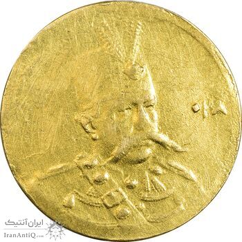 سکه طلا 5000 دینار 1318 تصویری - EF45 - مظفرالدین شاه