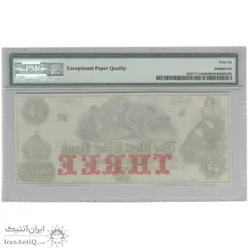 اسکناس 3 دلار 1860S (ساحل رودخانه غربی جامائیکا، ورمونت) - UNC66 - آمریکا