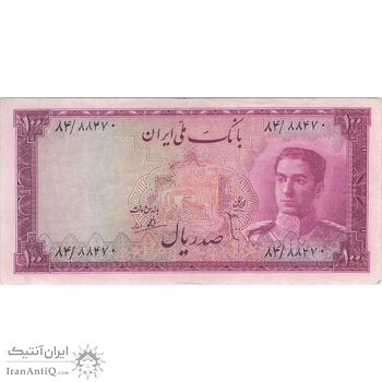 اسکناس 100 ریال سری سوم - تک - VF35 - محمد رضا شاه