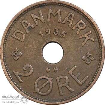 سکه 2 اوره 1935 کریستیان دهم - EF40 - دانمارک