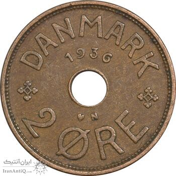سکه 2 اوره 1936 کریستیان دهم - EF40 - دانمارک