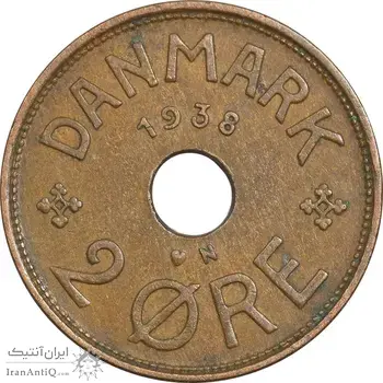 سکه 2 اوره 1938 کریستیان دهم - EF40 - دانمارک