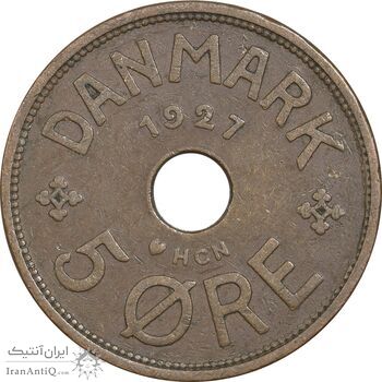 سکه 5 اوره 1927 کریستیان دهم - EF40 - دانمارک