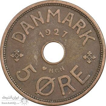 سکه 5 اوره 1927 کریستیان دهم - EF40 - دانمارک