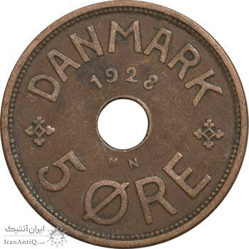 سکه 5 اوره 1928 کریستیان دهم - EF45 - دانمارک