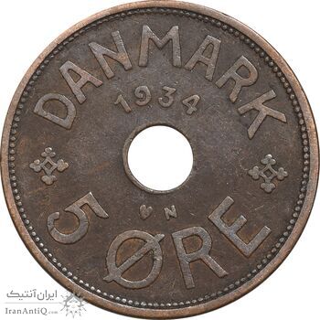 سکه 5 اوره 1934 کریستیان دهم - EF45 - دانمارک