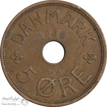 سکه 5 اوره 1936 کریستیان دهم - EF45 - دانمارک