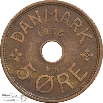 سکه 5 اوره 1936 کریستیان دهم - EF40 - دانمارک