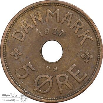 سکه 5 اوره 1937 کریستیان دهم - EF40 - دانمارک