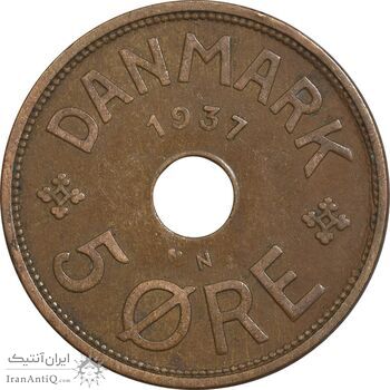 سکه 5 اوره 1937 کریستیان دهم - EF45 - دانمارک