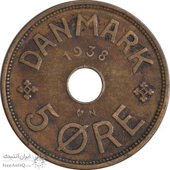 سکه 5 اوره 1938 کریستیان دهم - EF40 - دانمارک
