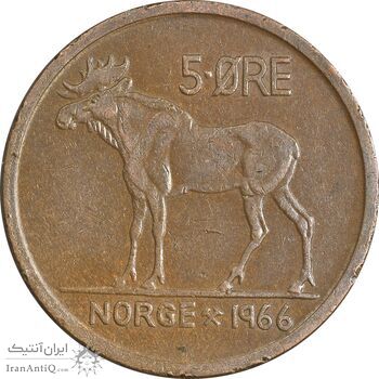 سکه 5 اوره 1966 اولاف پنجم - EF40 - نروژ سکه 5 اوره 1966 اولاف پنجم - EF40 - نروژ