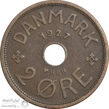 سکه 2 اوره 1927 کریستیان دهم - EF40 - دانمارک