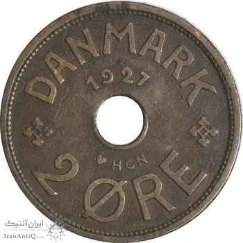 سکه 2 اوره 1927 کریستیان دهم - EF40 - دانمارک