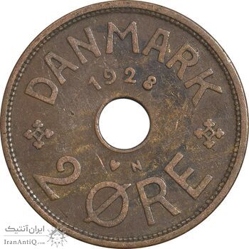 سکه 2 اوره 1928 کریستیان دهم - EF40 - دانمارک