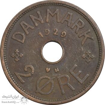 سکه 2 اوره 1929 کریستیان دهم - EF40 - دانمارک