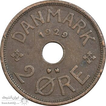 سکه 2 اوره 1929 کریستیان دهم - EF40 - دانمارک
