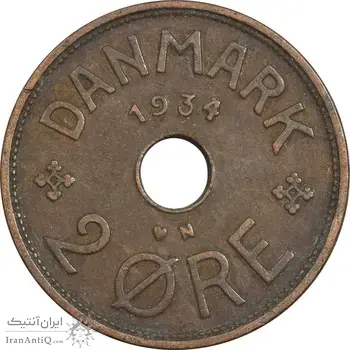 سکه 2 اوره 1934 کریستیان دهم - EF40 - دانمارک