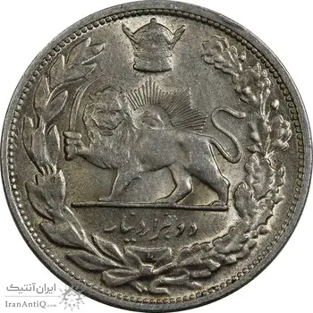 سکه 2000 دینار 1306 تصویری - ضرب لنینگراد - MS62 - رضا شاه
