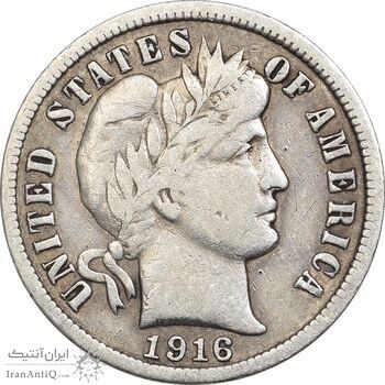 سکه 1 دایم 1916 باربر - EF45 - آمریکا