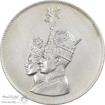 مدال نقره یادبود تاجگذاری 1346 - AU50 - محمد رضا شاه