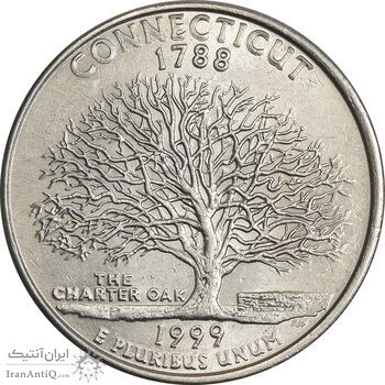 سکه کوارتر دلار 1999P ایالتی (کنکتیکت) - MS61 - آمریکا