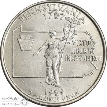 سکه کوارتر دلار 1999P ایالتی (پنسیلوانیا) - MS61 - آمریکا