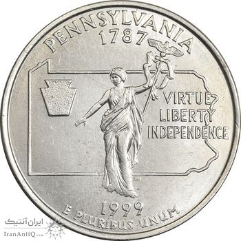 سکه کوارتر دلار 1999D ایالتی (پنسیلوانیا) - MS62 - آمریکا