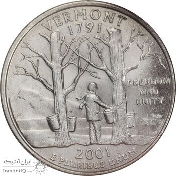 سکه کوارتر دلار 2001P ایالتی (ورمونت) - MS63 - آمریکا
