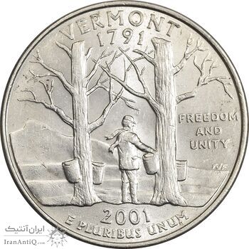 سکه کوارتر دلار 2001P ایالتی (ورمونت) - MS62 - آمریکا