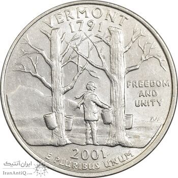 سکه کوارتر دلار 2001D ایالتی (ورمونت) - MS61 - آمریکا
