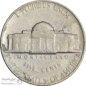 سکه نیکل 5 سنت 1964D جفرسون - VF35 - آمریکا