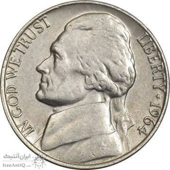 سکه نیکل 5 سنت 1964 جفرسون - EF40 - آمریکا