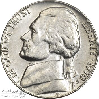 سکه نیکل 5 سنت 1970D جفرسون - EF45 - آمریکا