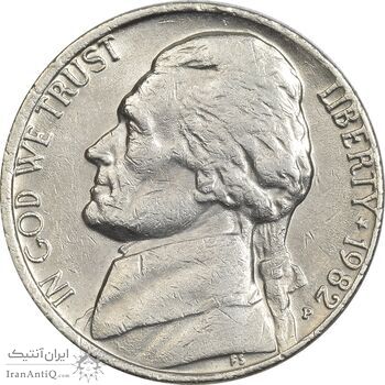 سکه نیکل 5 سنت 1982P جفرسون - EF45 - آمریکا