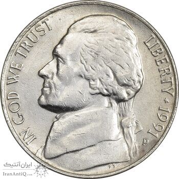 سکه نیکل 5 سنت 1991P جفرسون - EF45 - آمریکا