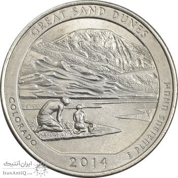 سکه کوارتر دلار 2014P (پارک ملی تل‌ماسه‌های بزرگ) - AU58 - آمریکا