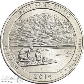 سکه کوارتر دلار 2014P (پارک ملی تل‌ماسه‌های بزرگ) - AU58 - آمریکا