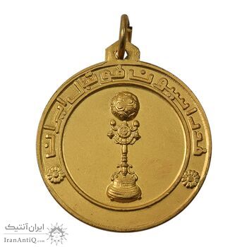 مدال آویز طلایی مسابقات فوتبال جام ولیعهد 1350 (با کاور) - UNC - محمد رضا شاه
