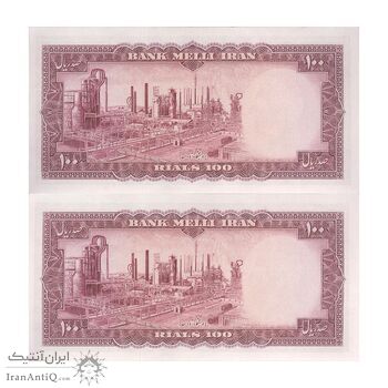 اسکناس 100 ریال 1333 - جفت - UNC62 - محمد رضا شاه