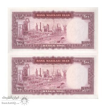 اسکناس 100 ریال 1342 - جفت - UNC64 - محمد رضا شاه