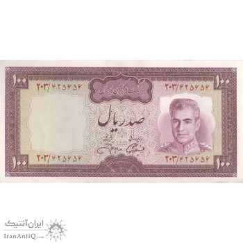 اسکناس 100 ریال (آموزگار - جهانشاهی) - تک - UNC62 - محمد رضا شاه اسکناس 100 ریال (آموزگار - جهانشاهی) - تک - UNC62 - محمد رضا شاه