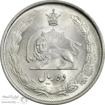سکه 10 ریال 1323 - MS63 - محمد رضا شاه