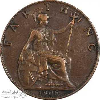 سکه 1 فارتینگ 1908 ادوارد هفتم - EF45 - انگلستان