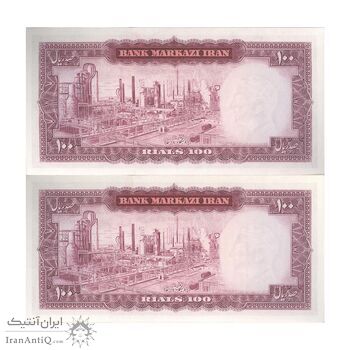 اسکناس 100 ریال 1342 - جفت - UNC63 - محمد رضا شاه