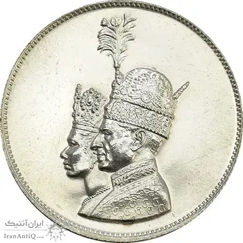 مدال یادبود نقره جشن تاجگذاری 1346 - MS64 - محمد رضا شاه